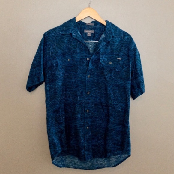 EDDIE BAUER NWOT tropical blue button down - Picture 6 of 6